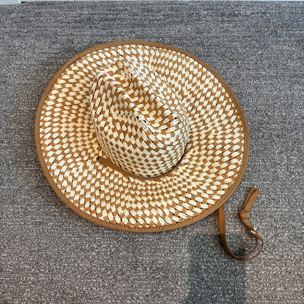 Lele Sadoughi Straw Checkered Hat